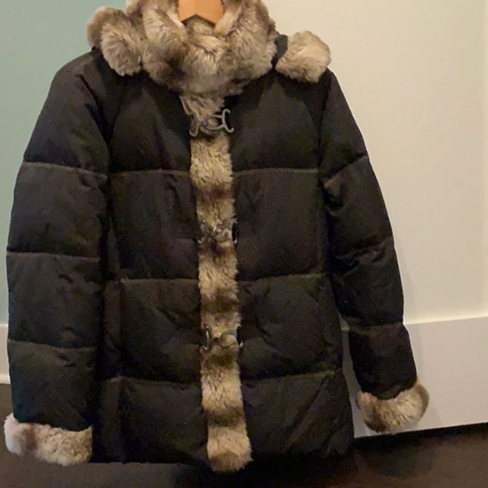 Women's Brown Faux Fur Trimmed Jacket